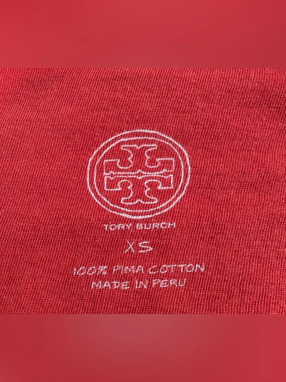 Tory Burch Long Sleeve Floral Print Crew Neck Pima Cotton Top Red Multi Size XS